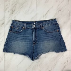 7 for all Mankind Womens Sz 31 Cut off Denim Shorts Raw Hem Jean Short Blue